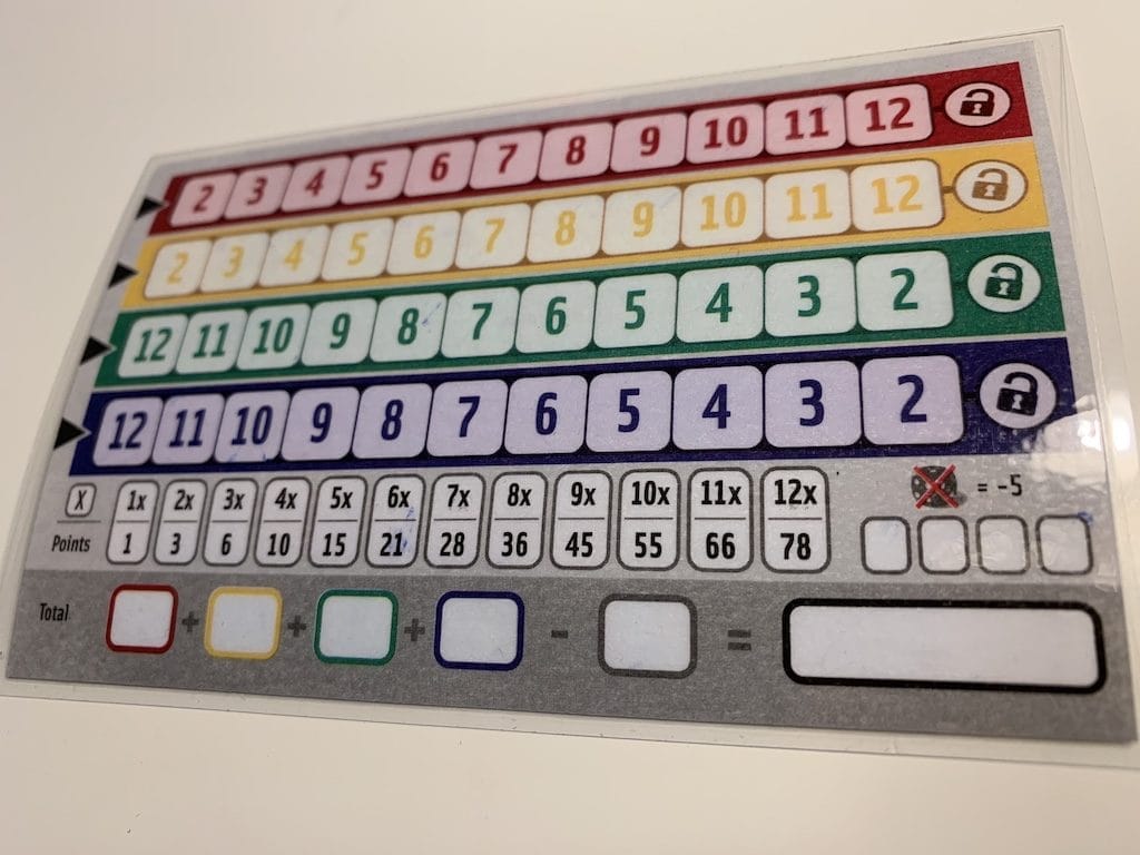 feuille de score qwixx